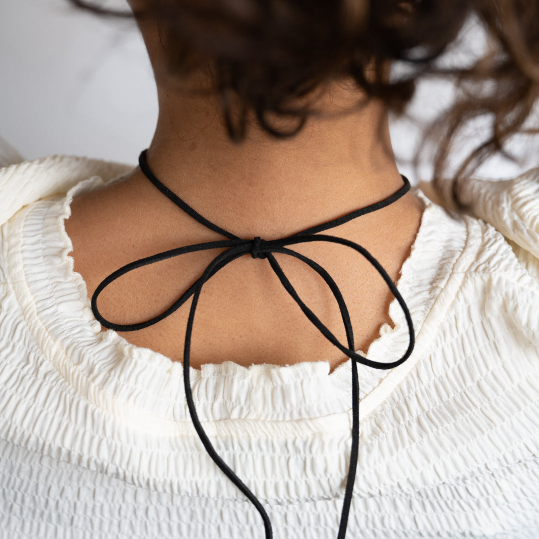 Puff Heart Cord Bow Necklace