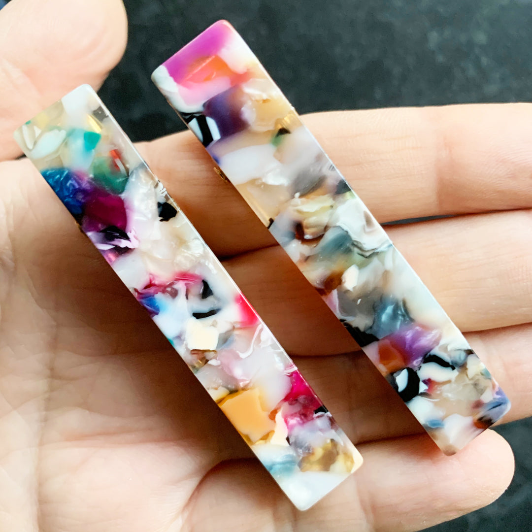 Set Of Two Rectangular Rainbow Hair Clip Slides