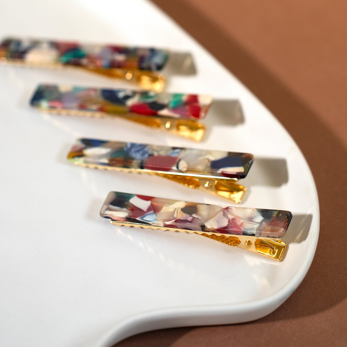 Rectangular Rainbow Hair Clip Slides