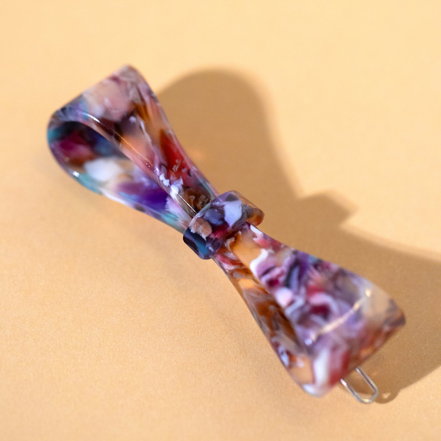 Rainbow Tortoiseshell Bow Hair Slide