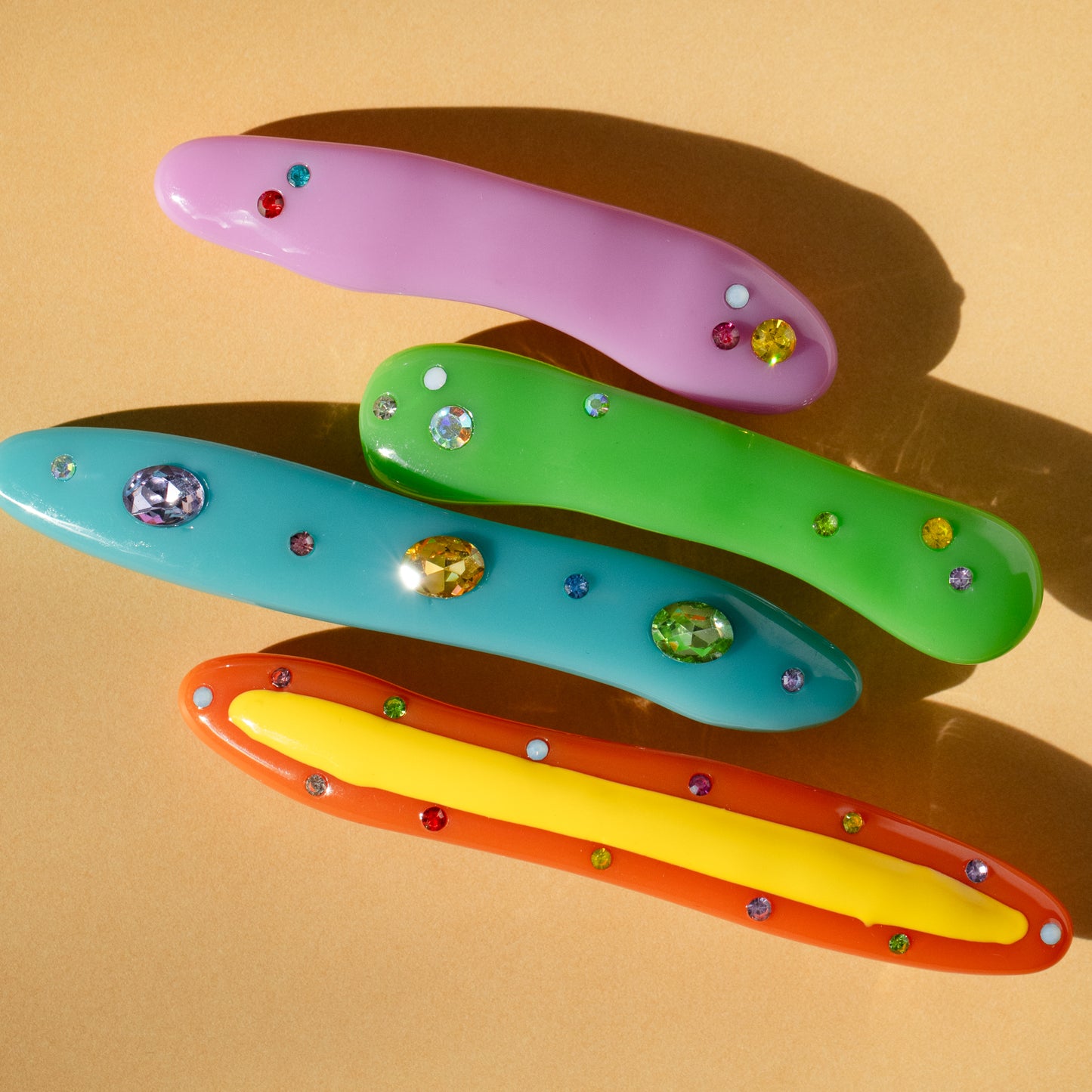 Resin Hair Clip Slide Barrettes With Rhinestone