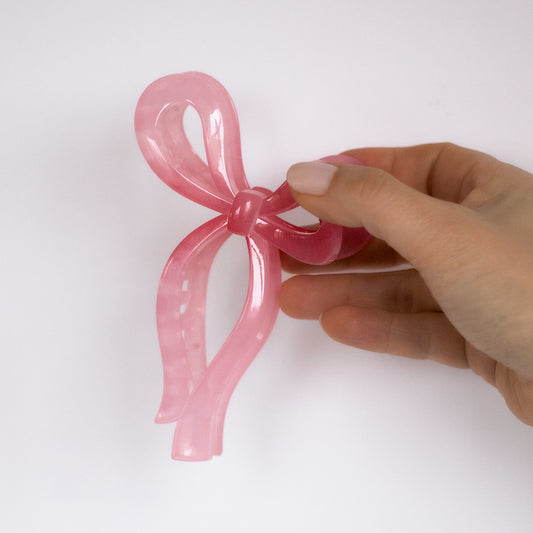 Pink Bow Hair Claw Clip