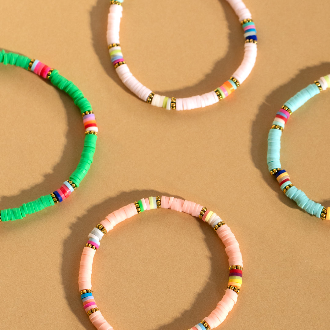 Colourful Clay Disc Bead Adjustable Bracelet