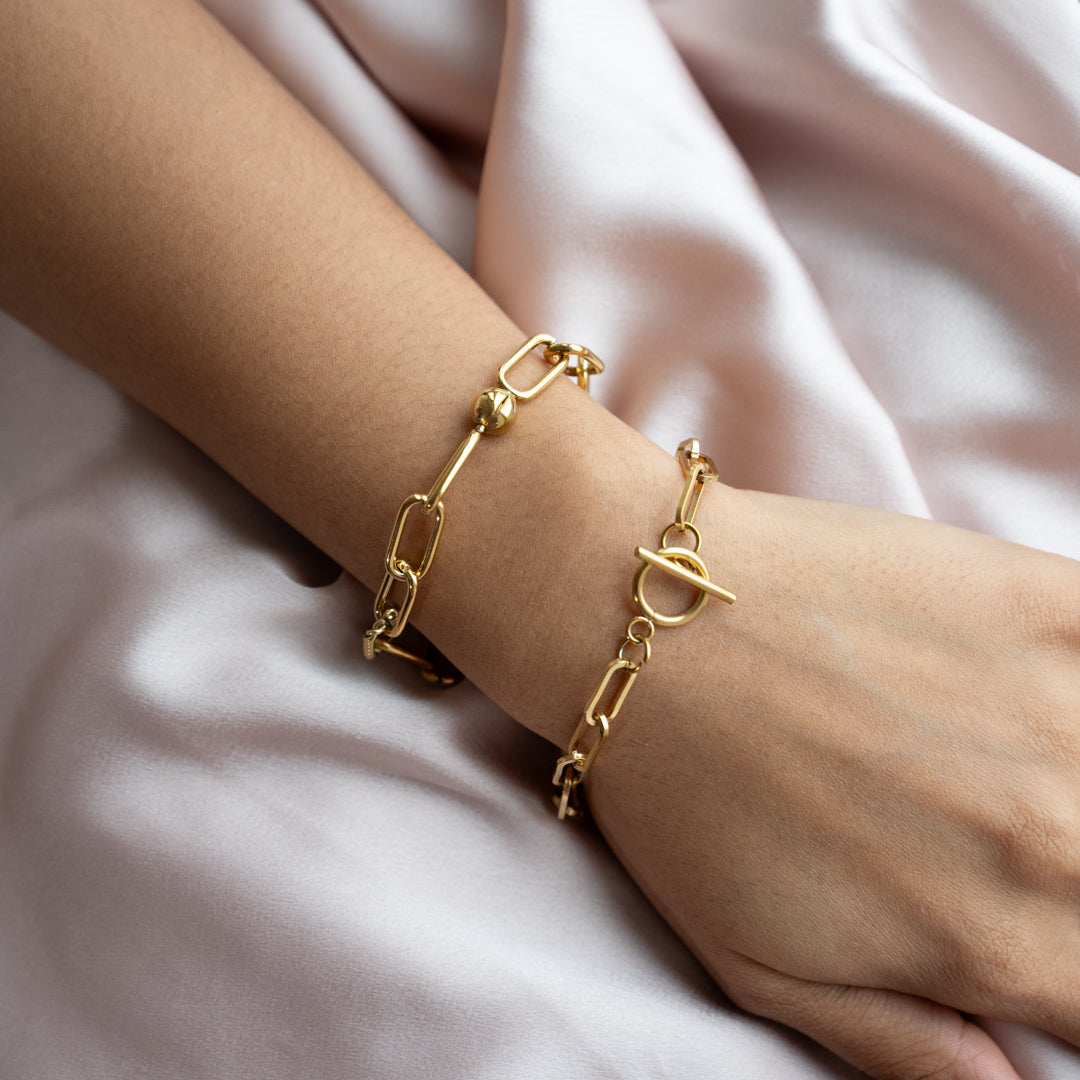 Gold Paperclip Toggle Bracelet