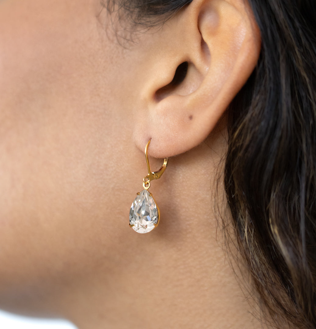 Teardrop Clear Crystal Earrings