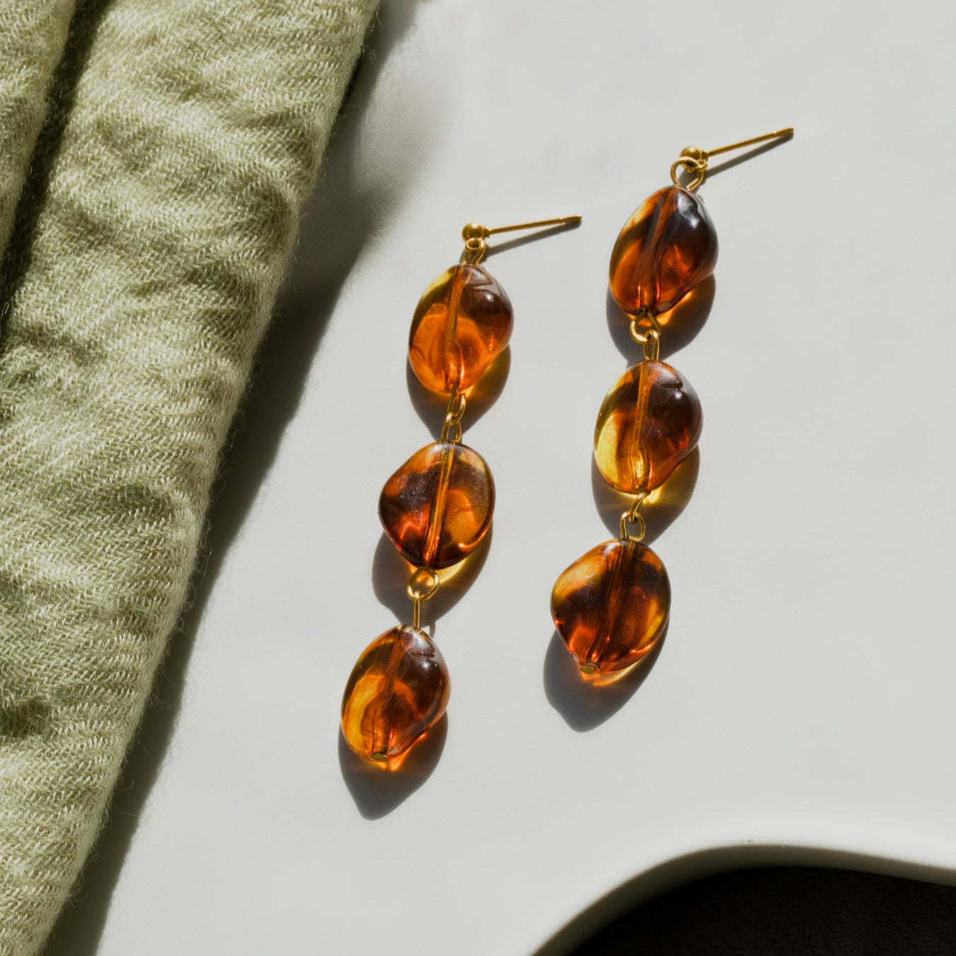 Long Amber Drop Earrings