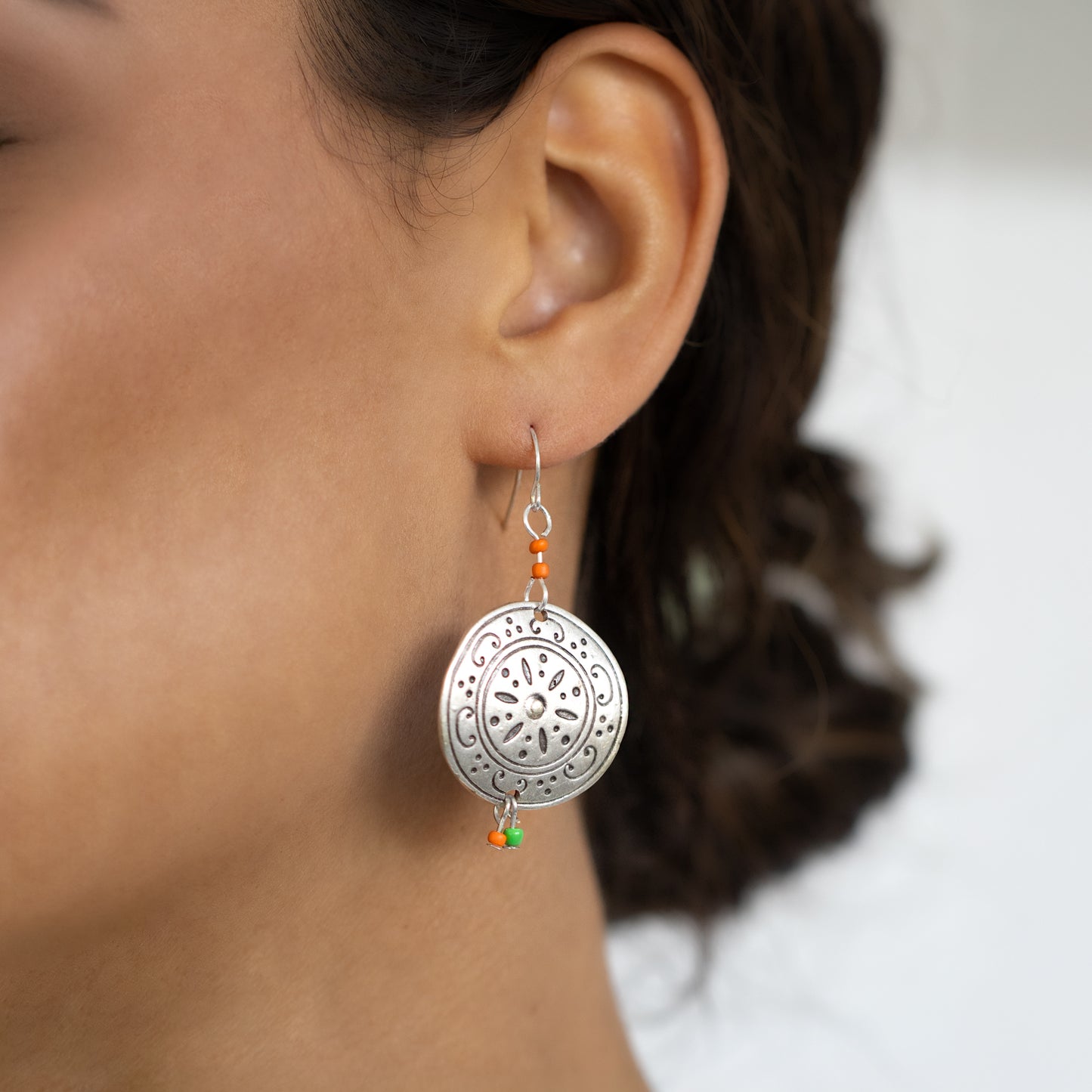 Etched Large Disc Earrings