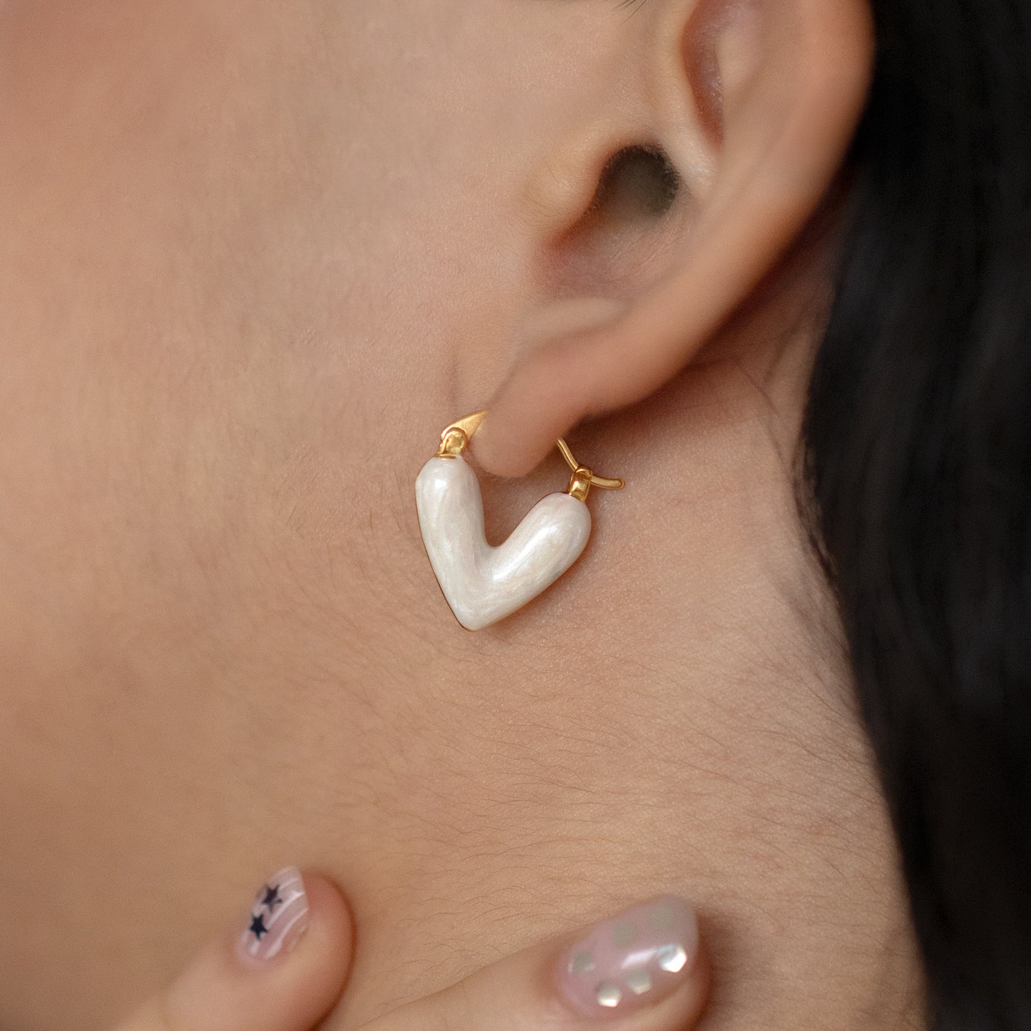 Resin Heart Hoop Earrings