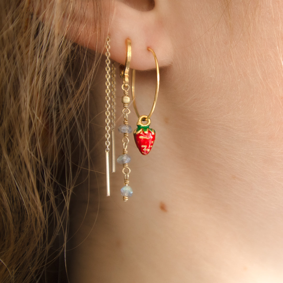 Strawberry Charm Hoop Earrings