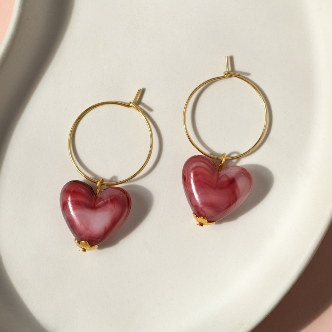 Delicate Blue Bead And Pink Heart Necklace