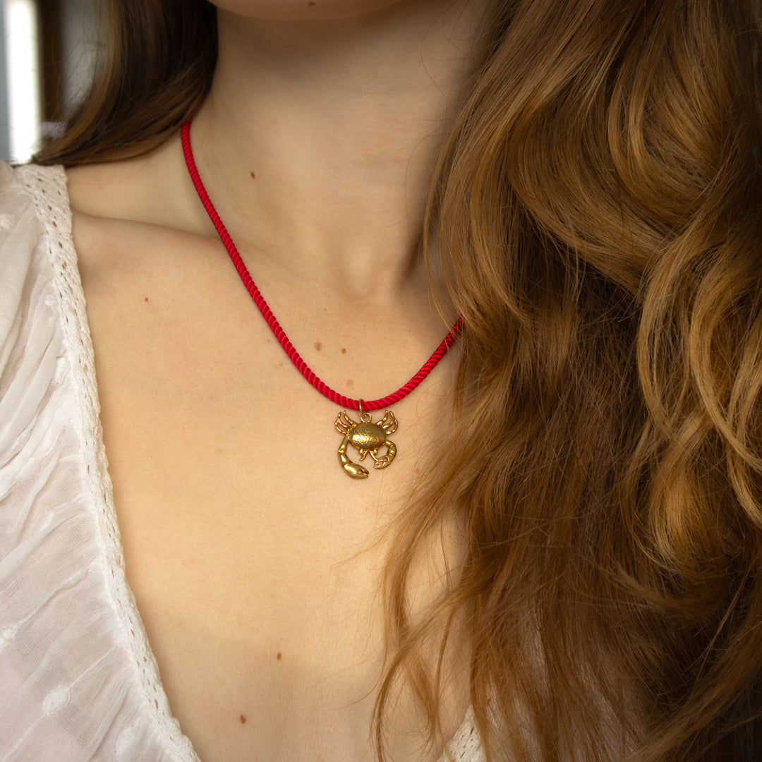 Beach Rope and Crab Charm Necklace