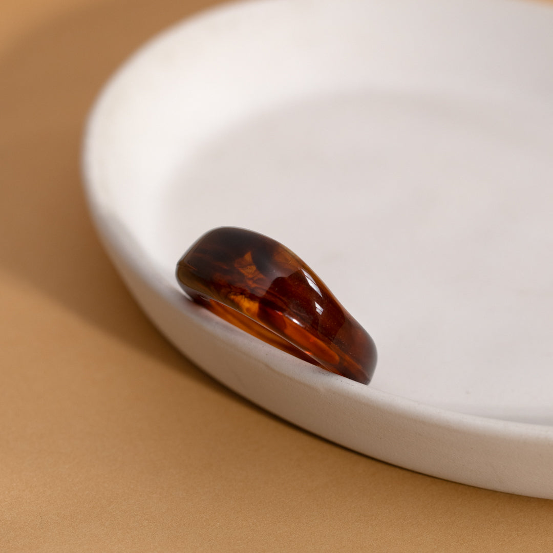 Amber Coloured Resin Ring