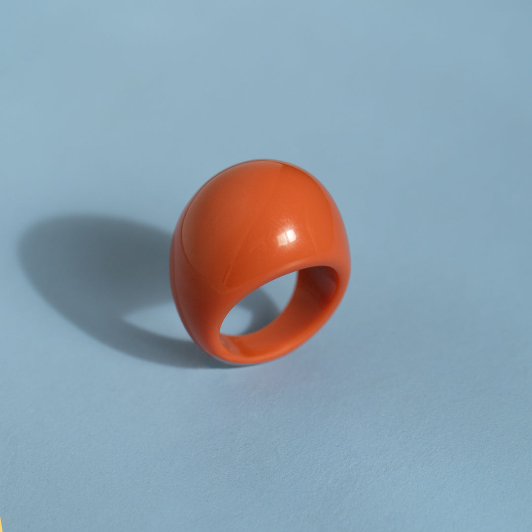 Orange Dome Resin Ring