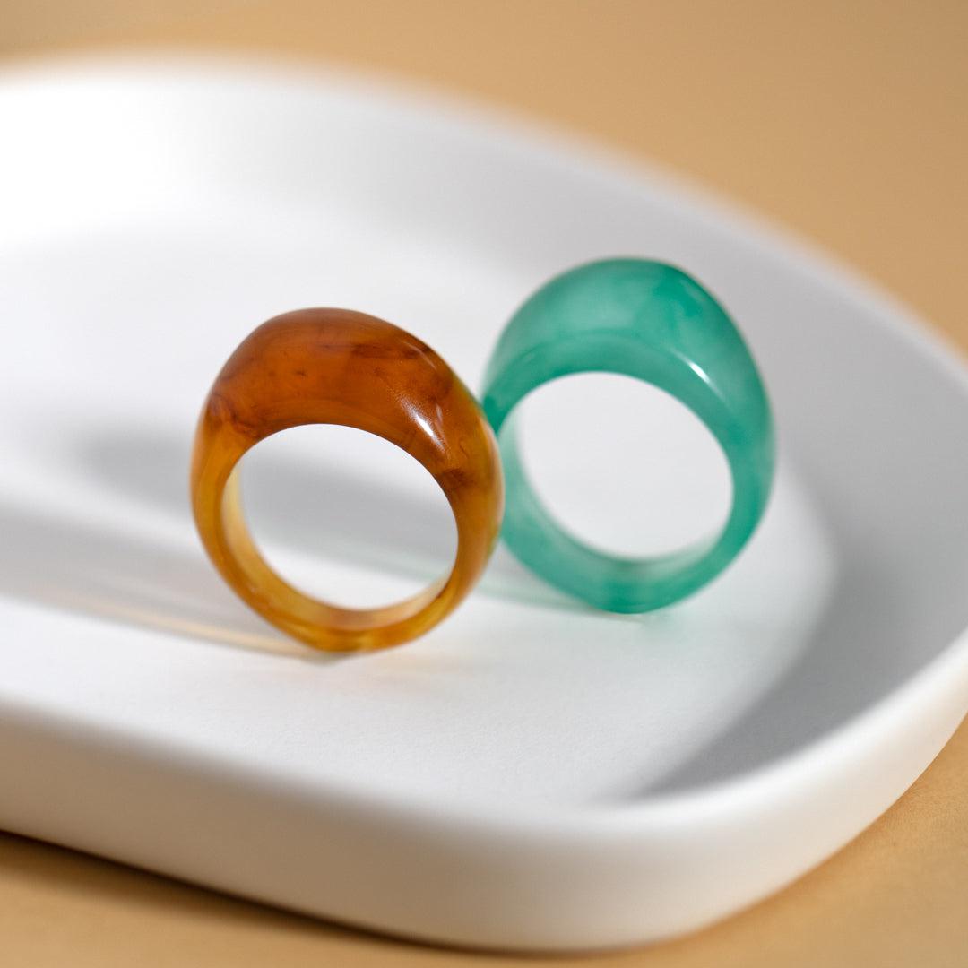 Amber Or Green Resin Ring