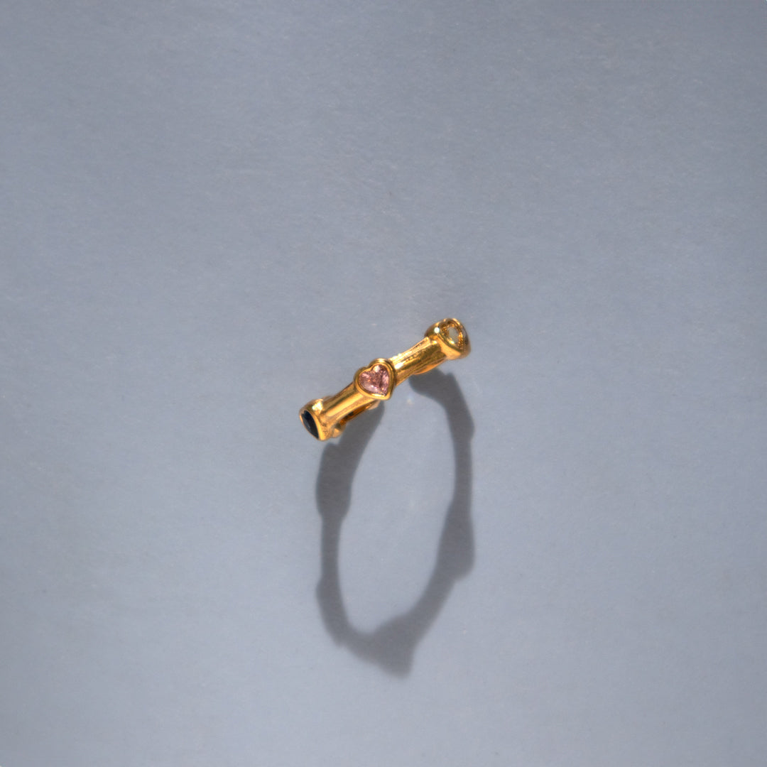 Colourful Hearts Waterproof Gold Open Ring