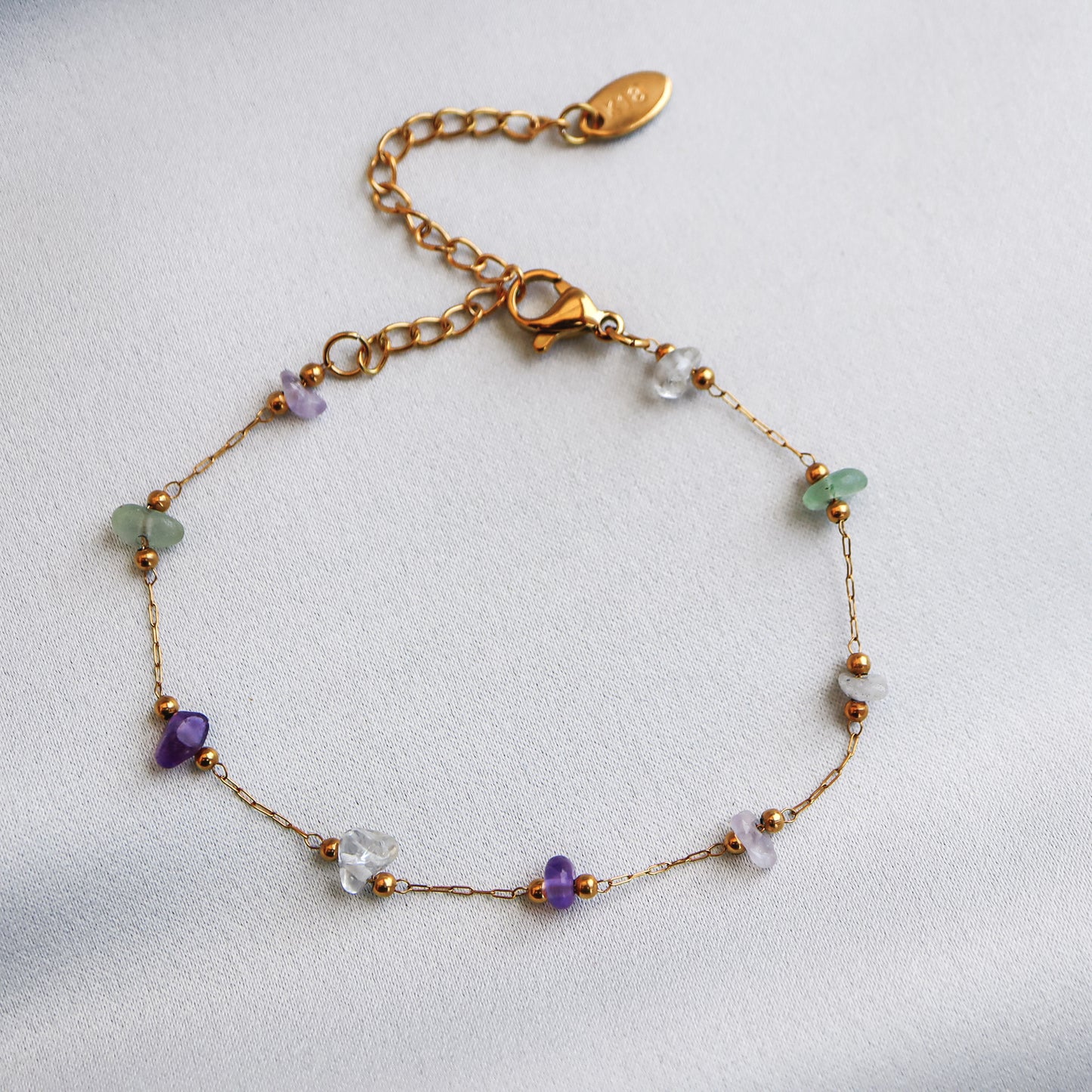 Gemstone Nugget Bead Chain  Bracelet Non Tarnish
