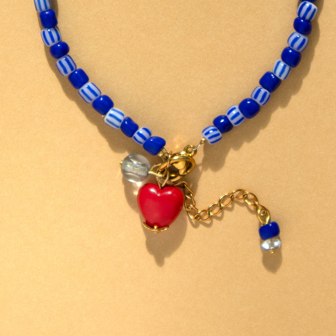 Blue Stripe Bead Bracelet