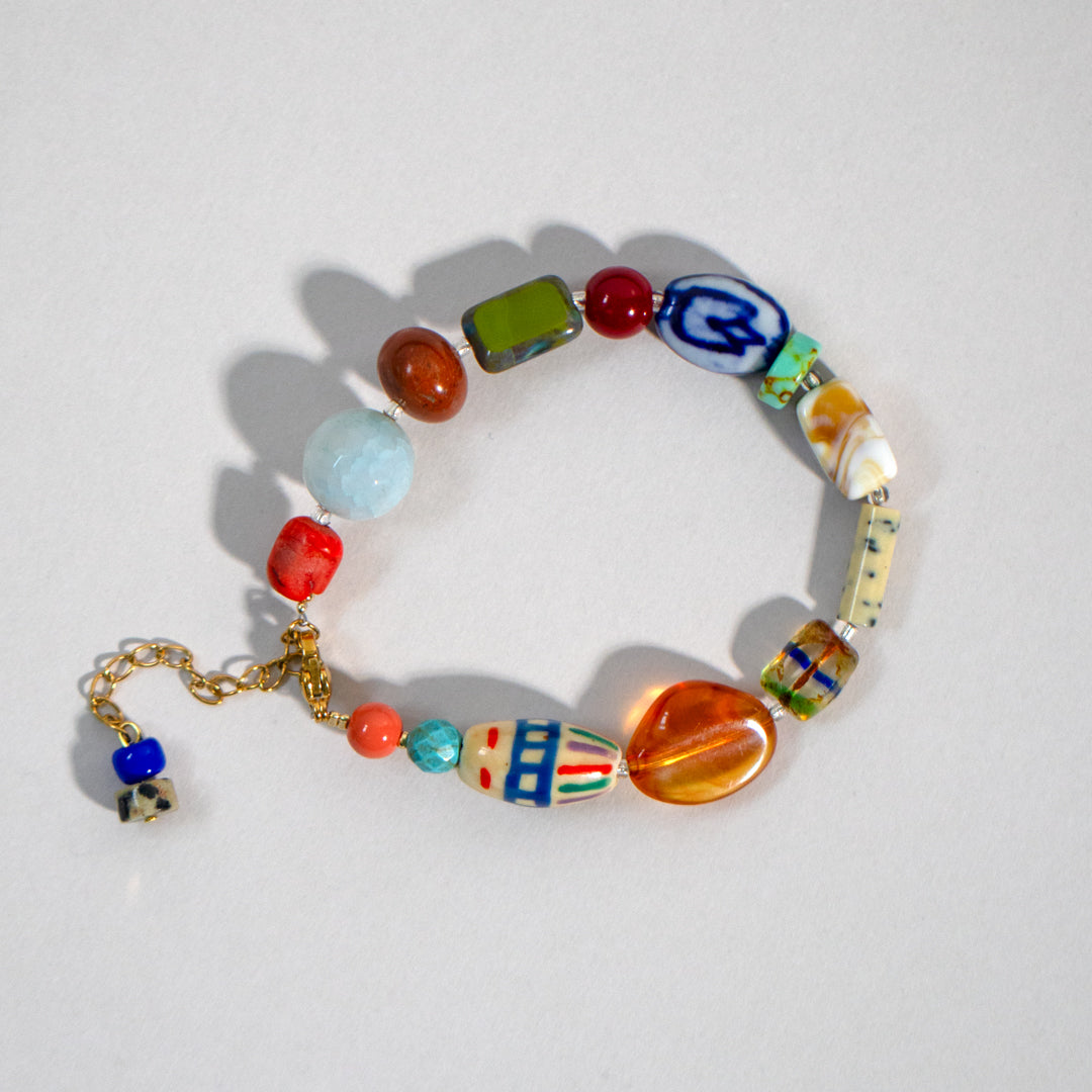 Bohemian Cream & Amber Charm Hoop Earrings PRE-ORDER