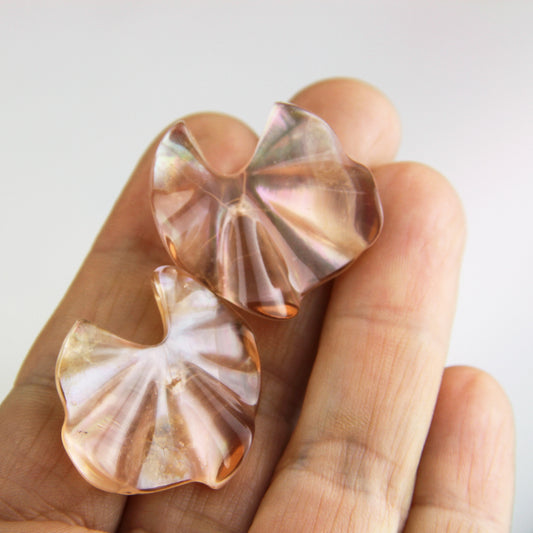 Transparent Pink Flower Statement Resin Stud Earrings