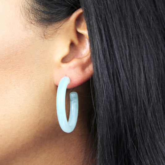 Marbled Opaque Resin Large Hoop Earrings