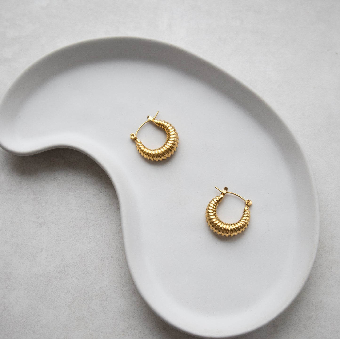 Chunky Croissant Hoop Earrings Non Tarnish