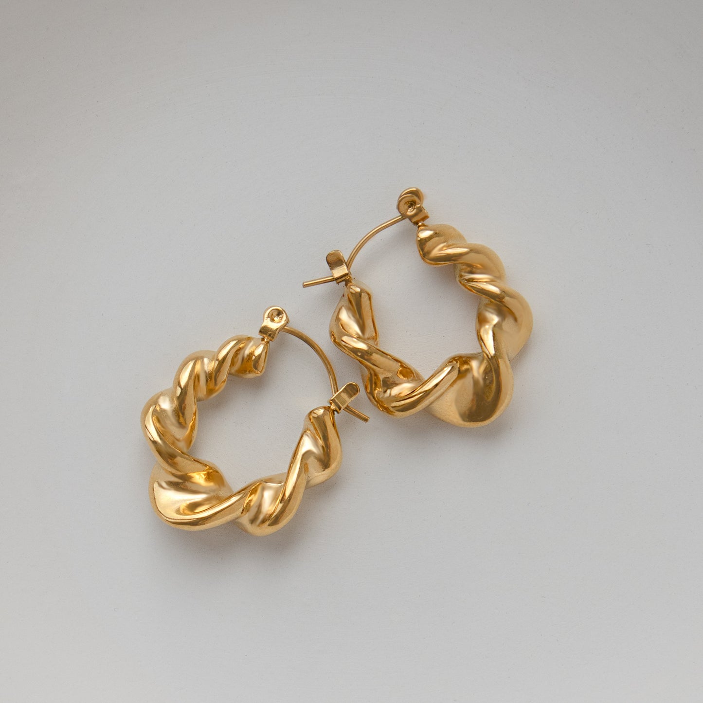 Close up view of Chunky Twisted Hoop Earrings Non Tarnish
