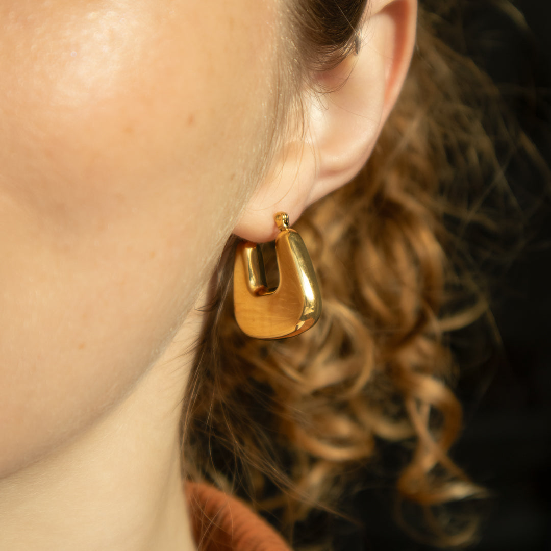 Chunky Rectangular Hoop Earrings