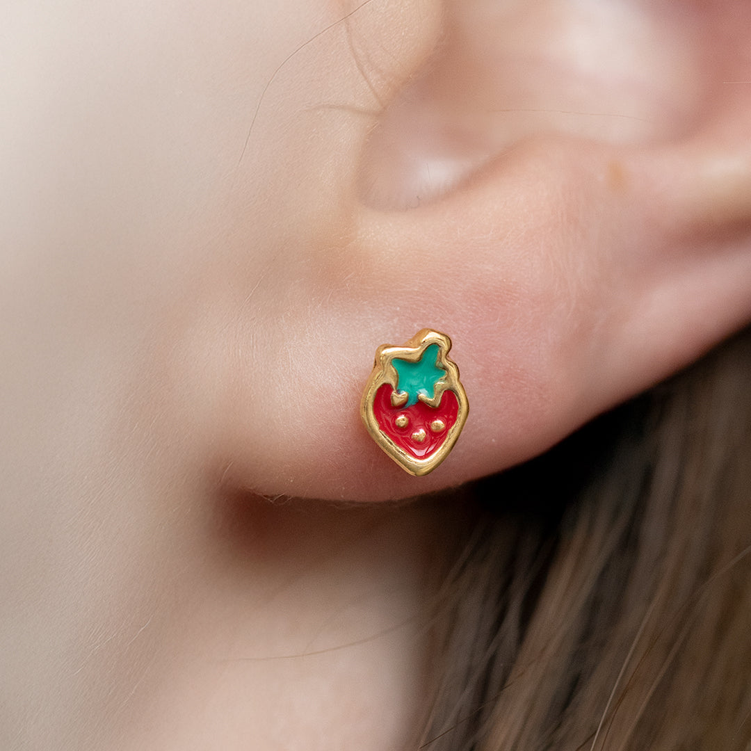 Strawberry Enamel Stud Earrings