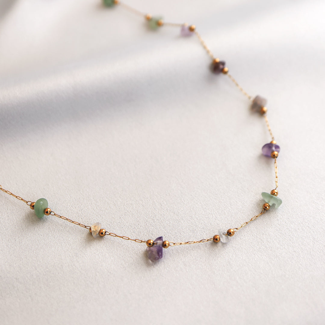 Non Tarnish Gemstone Nugget Bead Chain Necklace