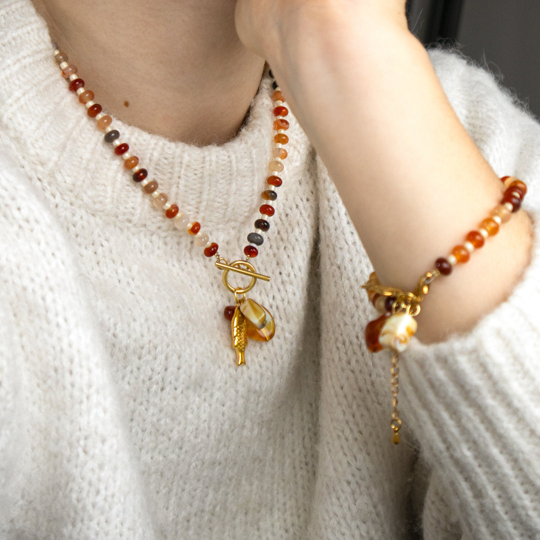 Amber Gingham Charm Bracelet