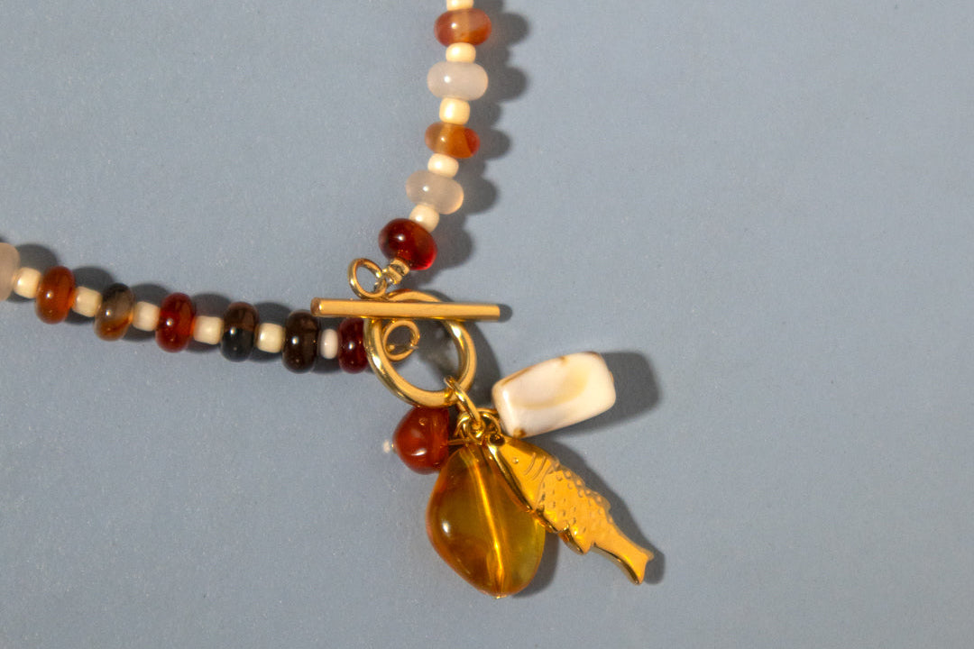 Amber Gingham Toggle Necklace