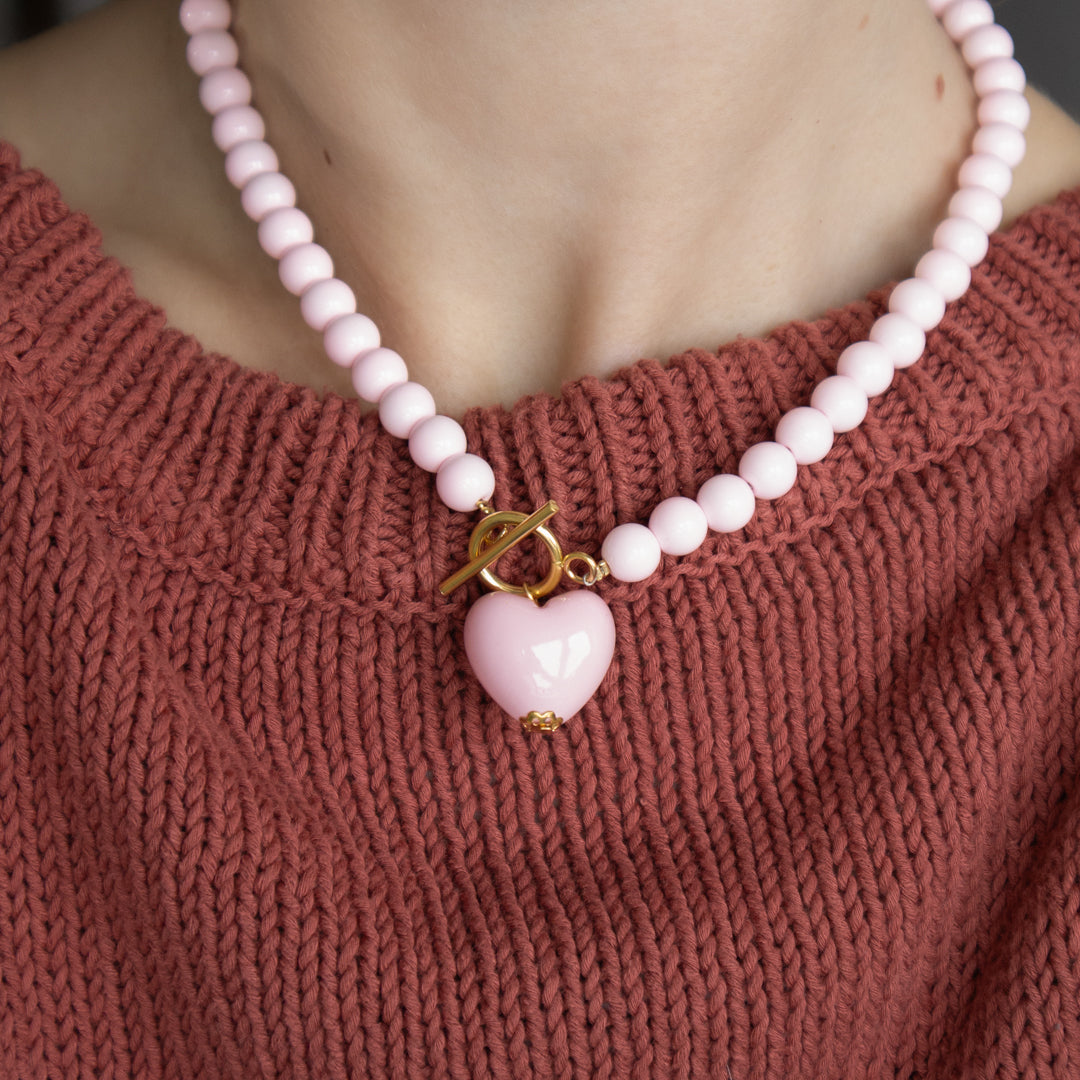 Pink Heart Bead Bracelet