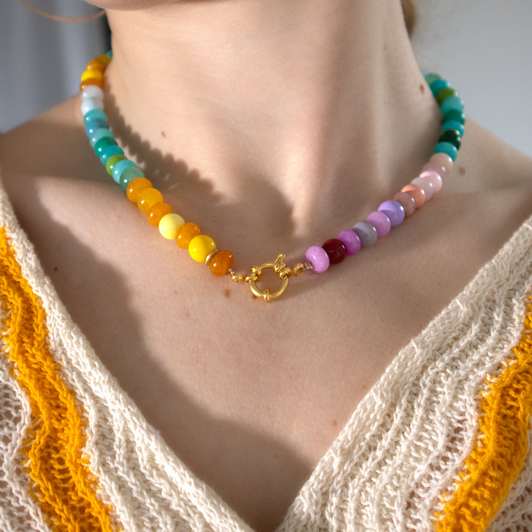 Multicolour Gemstone and Glass Bead Necklace
