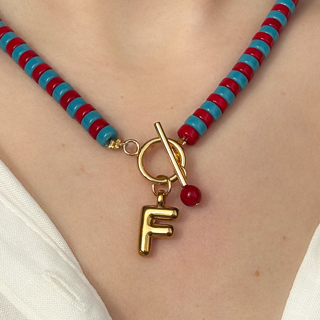 Personalised Gingham Bubble Letter Necklace