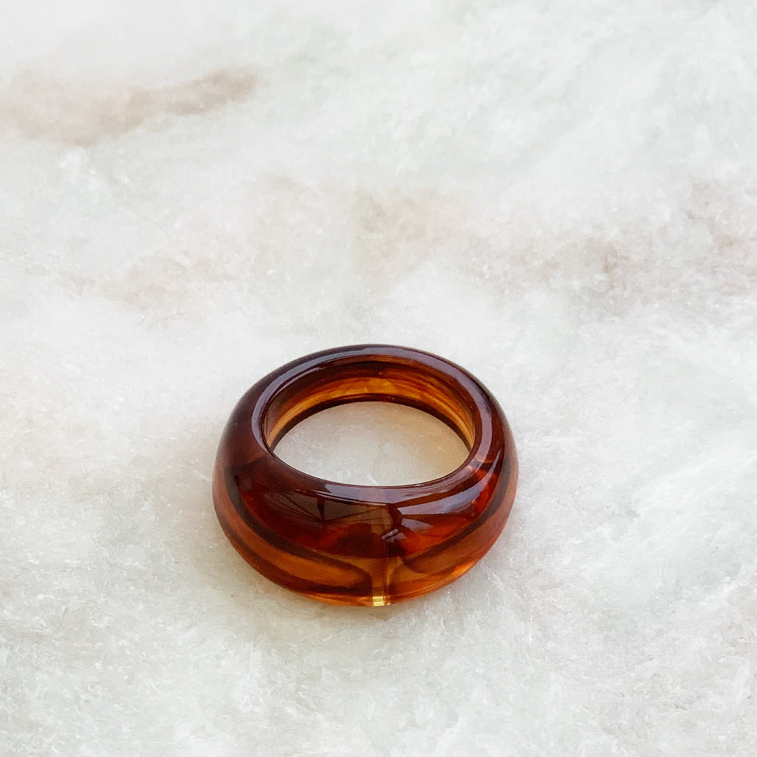 Amber Coloured Resin Ring