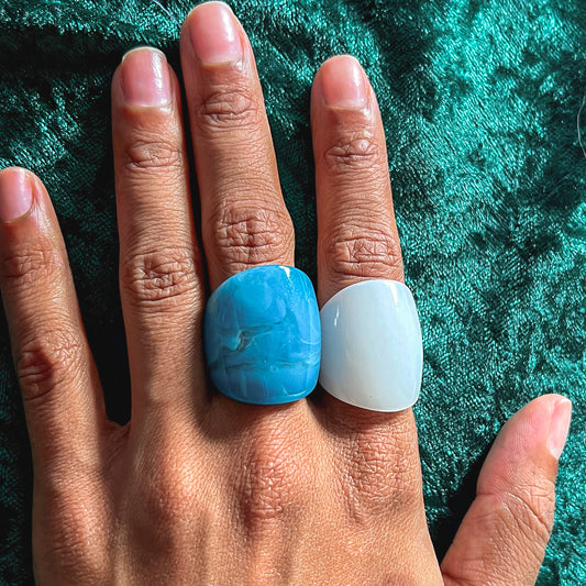 Large Oval Opaque Marbled Resin Ring