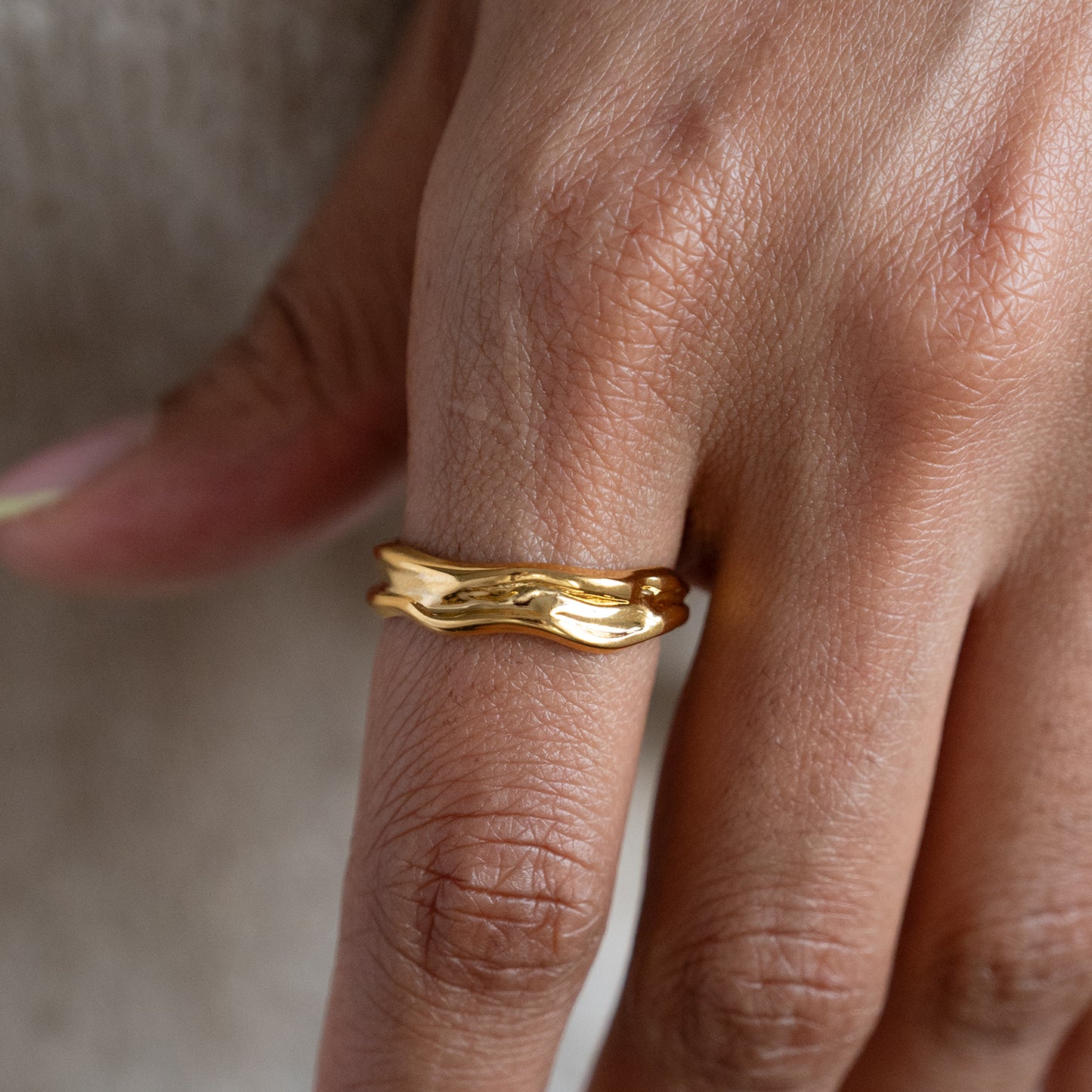 Wavy Molten Open Ring Non Tarnish