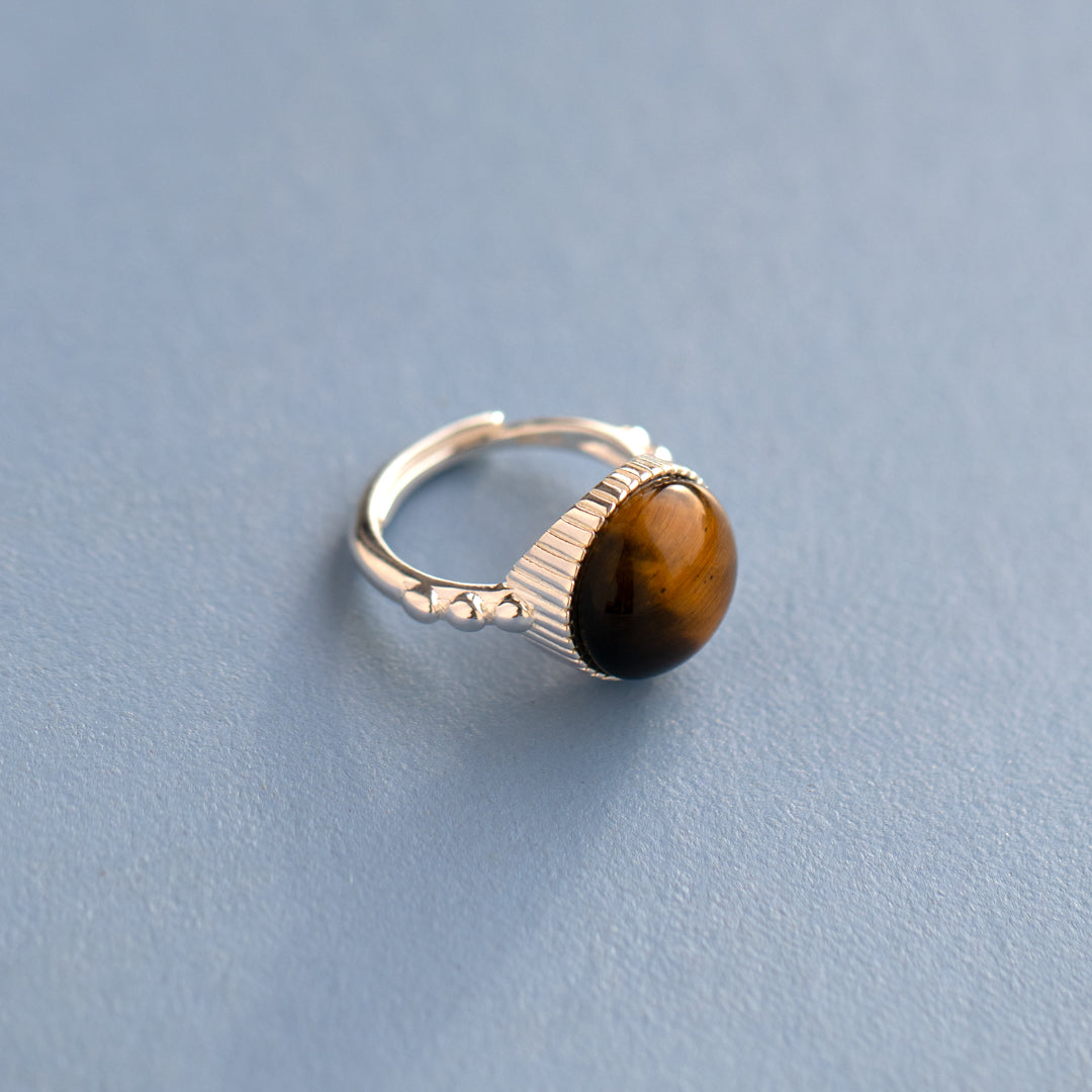 Sterling Silver Tiger's Eye Chunky Ring