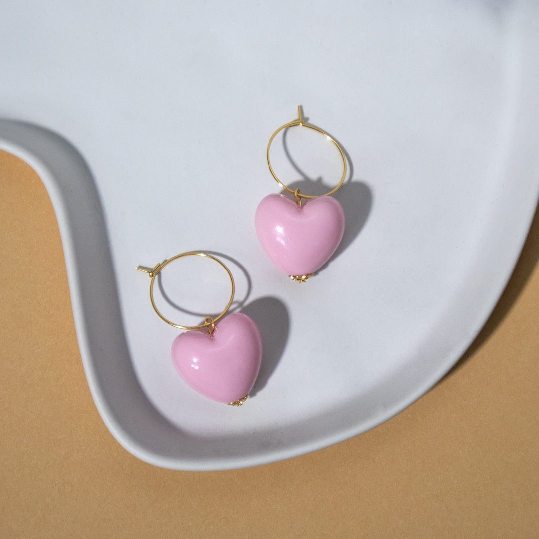 Pastel Purple Bead and Pink Heart Necklace