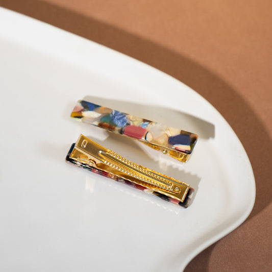 Rectangular Rainbow Hair Clip Slides