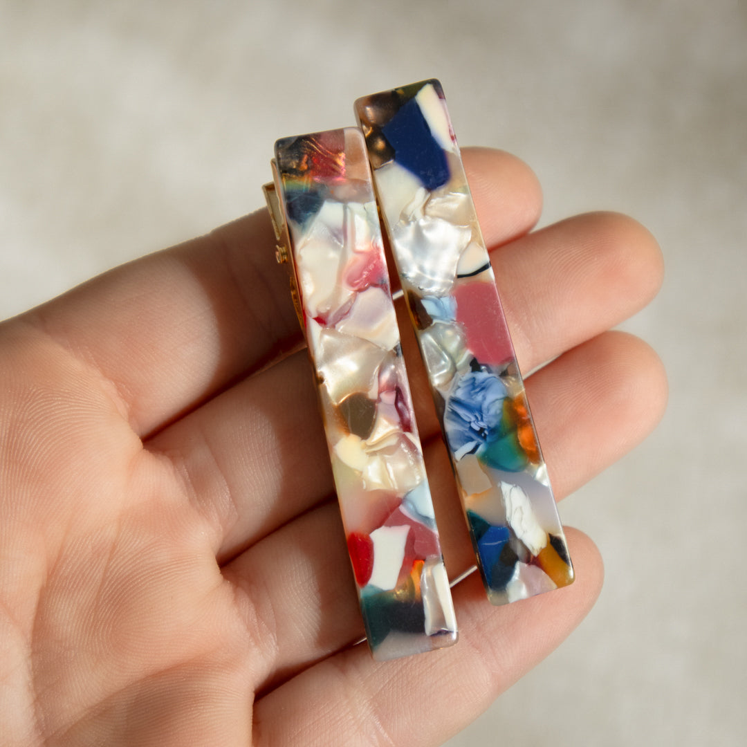 Rectangular Rainbow Hair Clip Slides