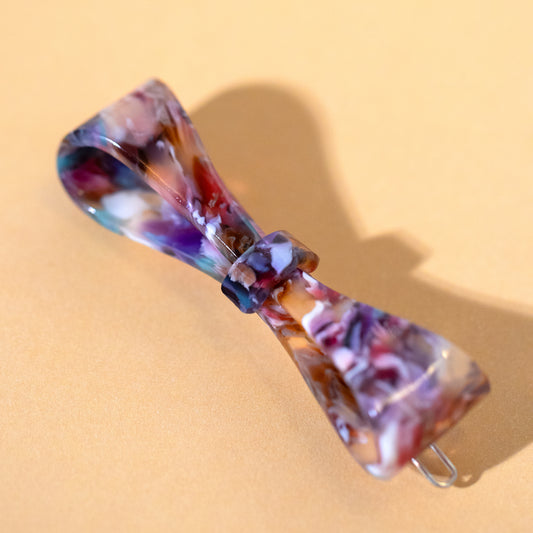 Rainbow Tortoiseshell Bow Hair Slide