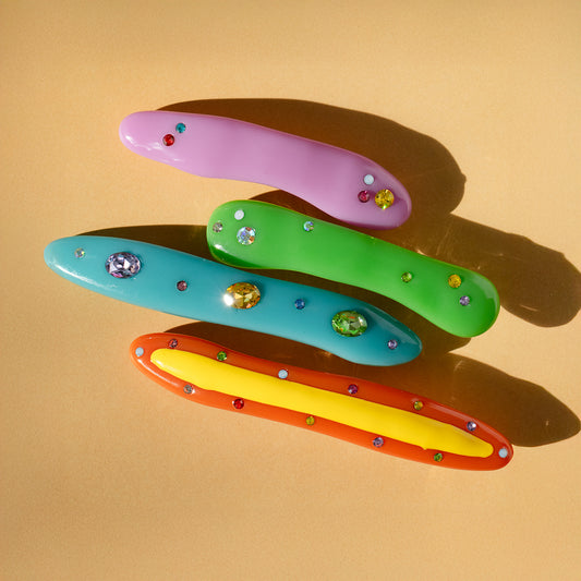 Resin Hair Clip Slide Barrettes With Rhinestone