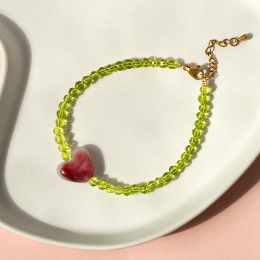 Pistachio And Raspberry Heart Gelato Bracelet