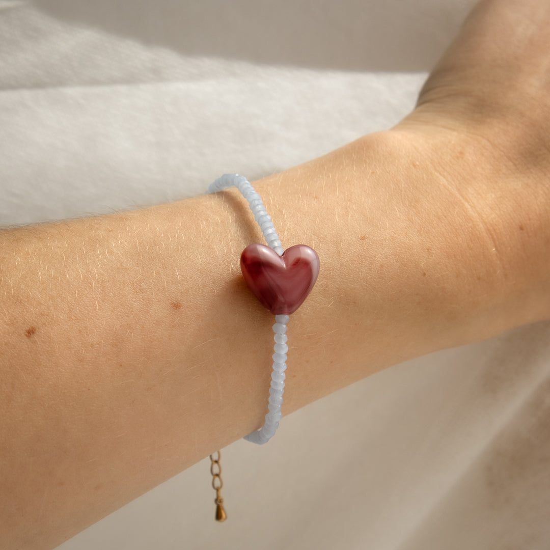 Raspberry Gelato Heart Charm Hoop Earrings