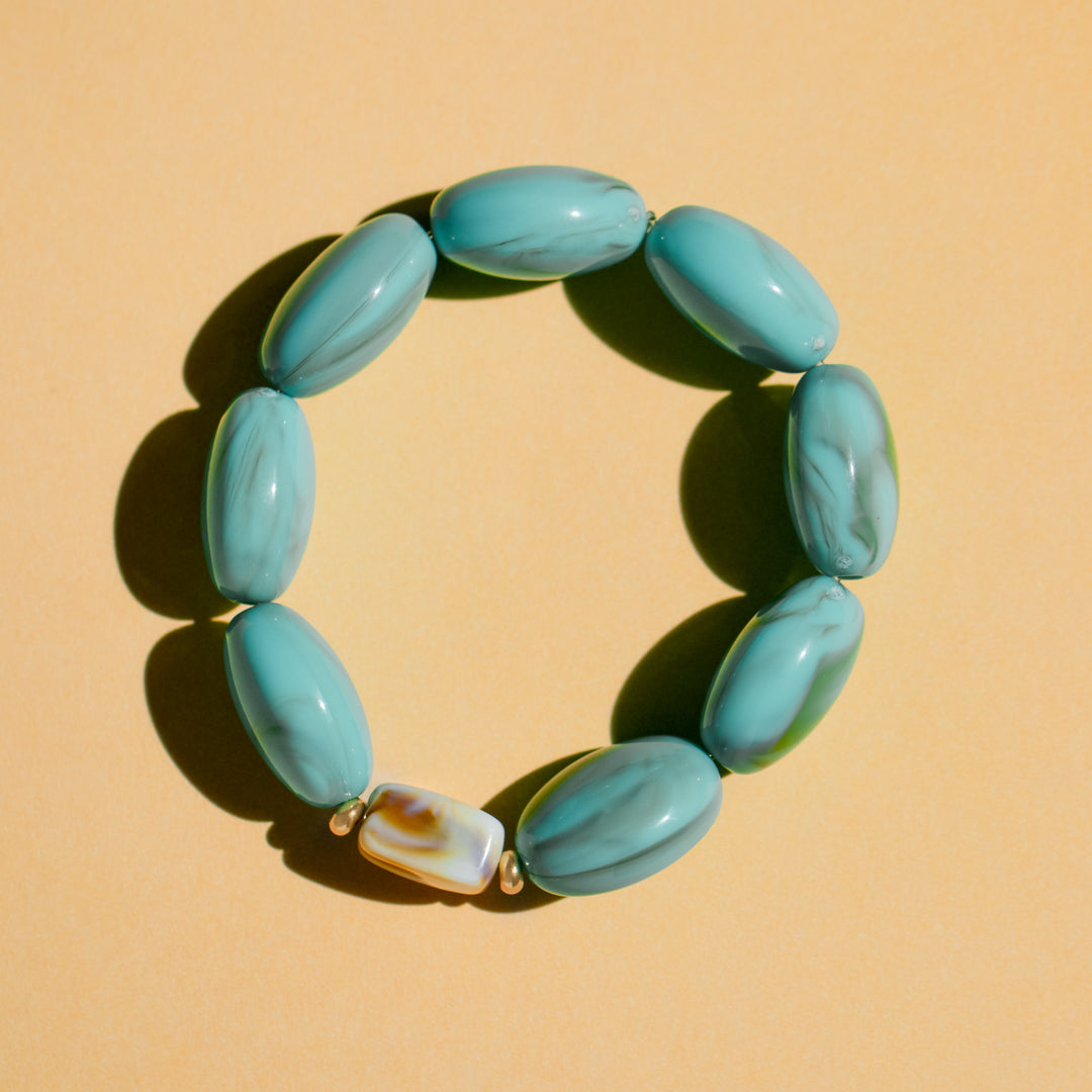Chunky Turquoise Bead Stretch Bracelet