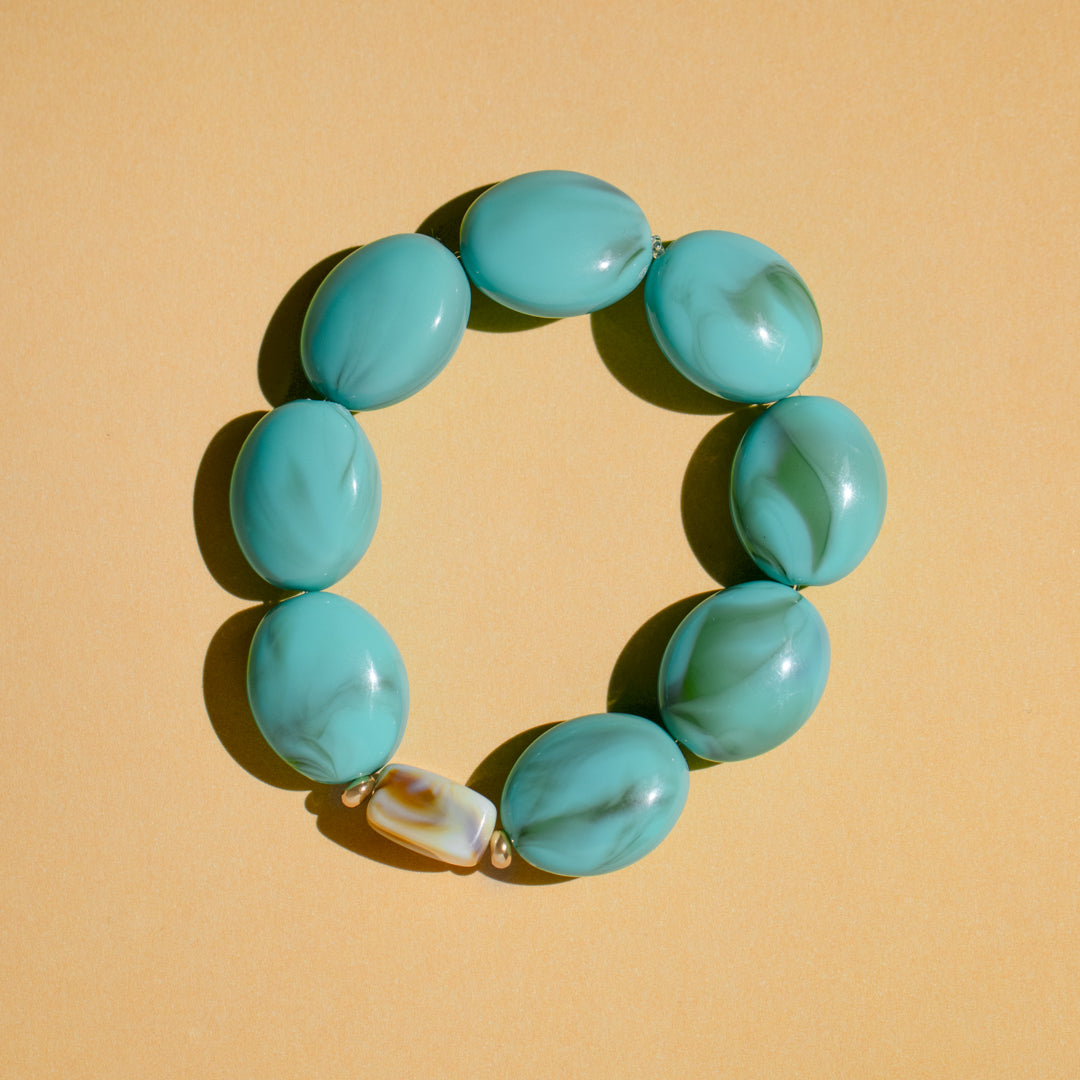 Chunky Turquoise Bead Stretch Bracelet