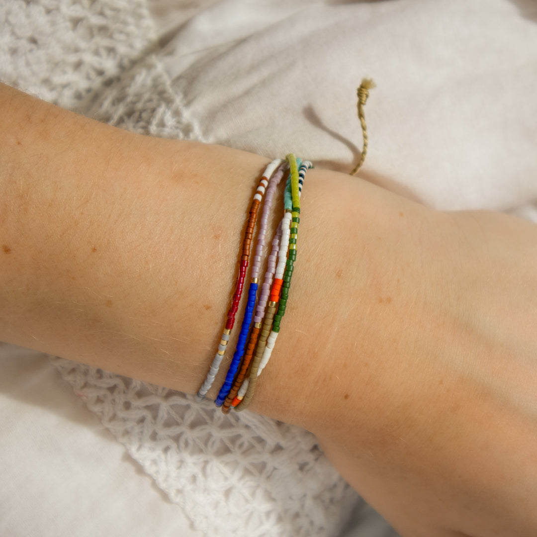 Multiple Strand Seed Bead Adjustable Bracelet
