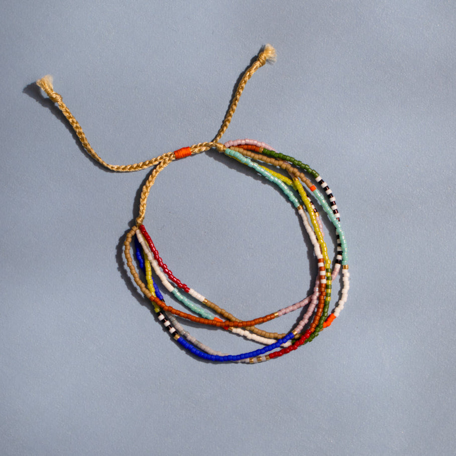 Multiple Strand Seed Bead Adjustable Bracelet