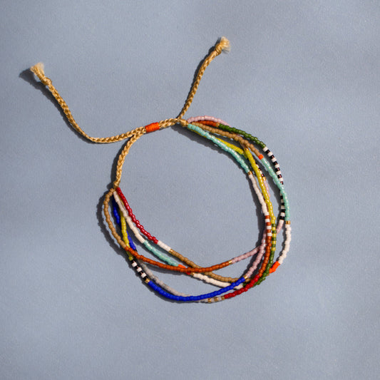 Multiple Strand Seed Bead Adjustable Bracelet